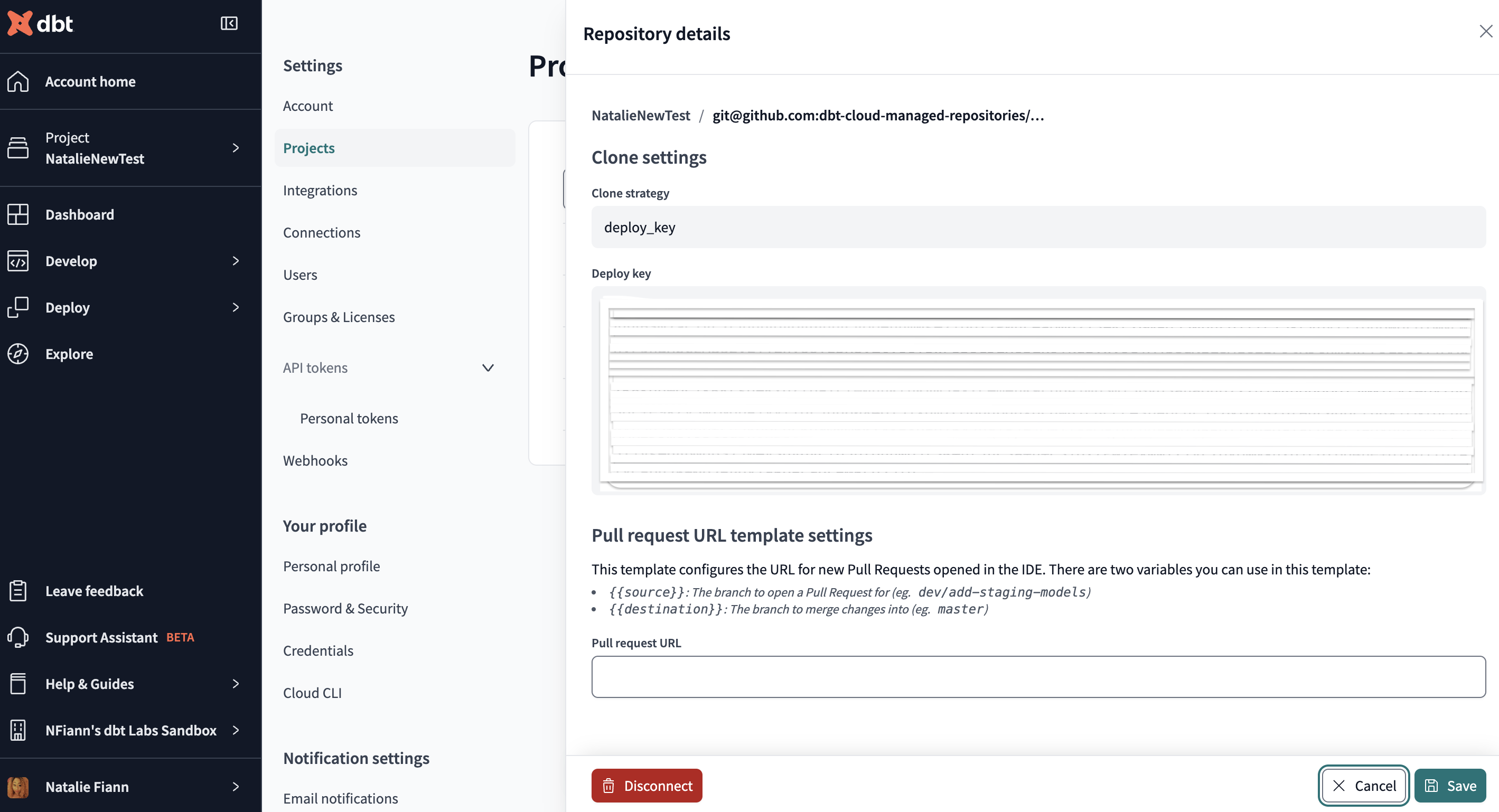 Disconnect and reconnect your git repository in your dbt Cloud Account Settings pages.